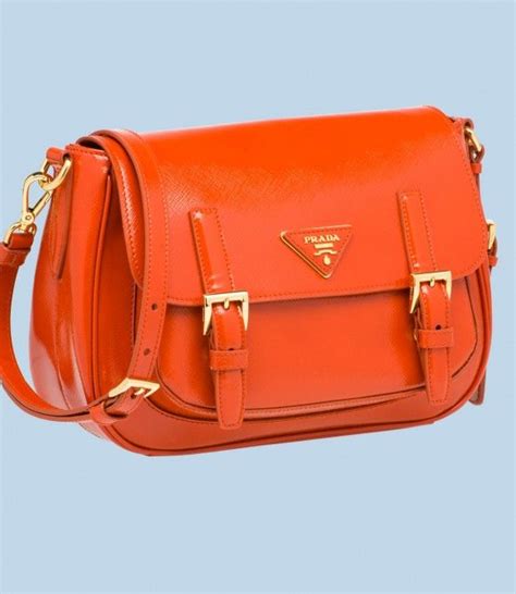 prada cald leather travel bag in orange